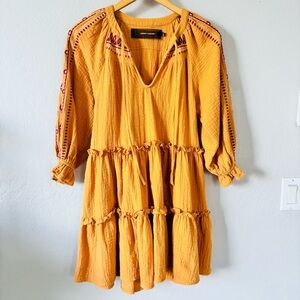 Code X Mode embroidered tiered boho mini dress dream weaver XS